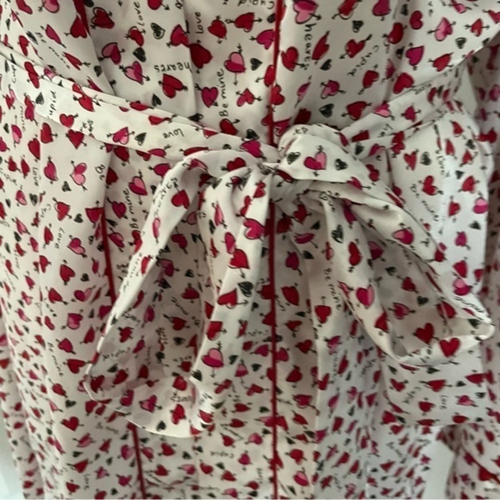 Vintage Kathryn Short Robe‎ Women M Satin Cupid Hearts Love Red White Valentines - Picture 7 of 13